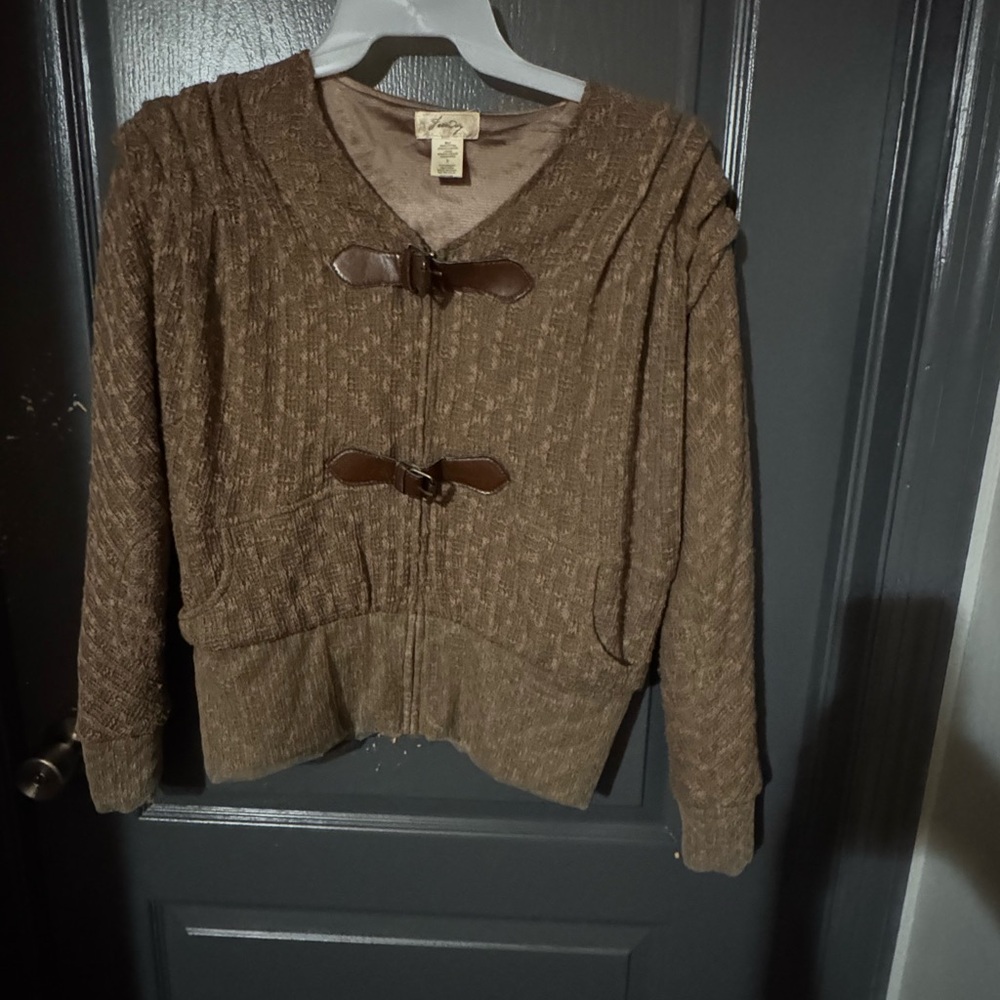 Freeway Brown Cardigan with Buckle Details